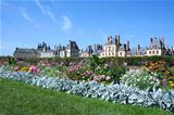 Palace Fontainebleau with flowers, France