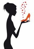 fashion woman with red shoe, vector