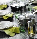 Casual green table setting