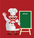 Chef with Menu Sign Illustration
