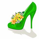 Flowers in a womens shoe
