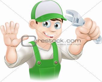 Plumber or mechanic with spanner