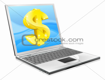 Laptop dollar money concept