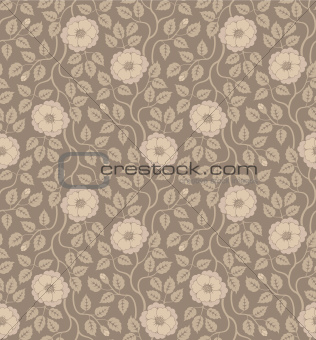 Seamless floral background with flowers and leaves