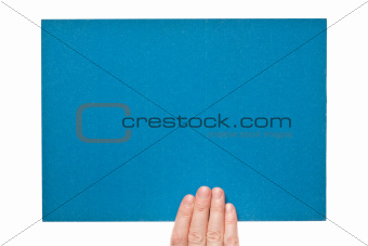 Blue paper in woman hand