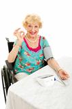 Disabled Senior Monitors Her Blood Pressure