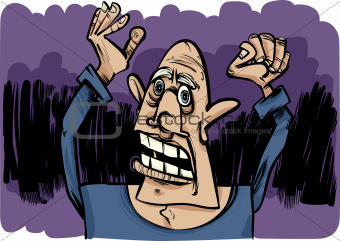 cartoon sketch of scared man