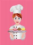 Woman Pastry Chef Illustration