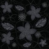 Seamless black and silver floral wallpaper
