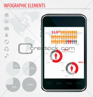 Mobile infographics. Set of graphs and chats. 