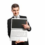 Businessman With Open Laptop In His Hands