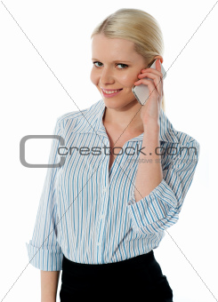Close-up of a businesswoman talking on phone