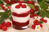 Yogurt in a jar with Raspberries