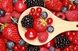 Berries on a wooden spoon
