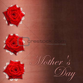 Card for congratulation or invitation for Mother`s day with red 