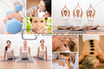 Healthy Lifestyle Montage Beautiful Women at Spa