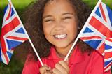 Beautiful Mixed Race Girl with Union Jack Flags