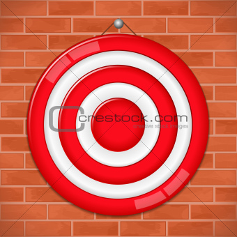 Red target on brick wall