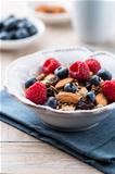 Muesli with fresh fruits and almonds