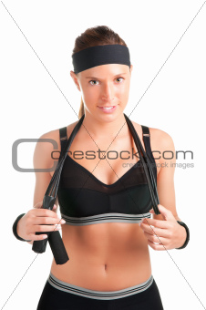 Woman Training With a Jumping Rope