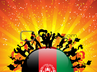 Afghanistan Sport Fan Crowd with Flag