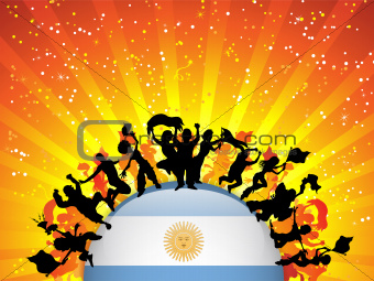Argentina Sport Fan Crowd with Flag