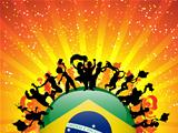 Brazil Sport Fan Crowd with Flag