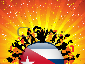 Cuba Sport Fan Crowd with Flag