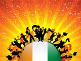 Ireland Sport Fan Crowd with Flag