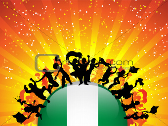 Nigeria Sport Fan Crowd with Flag