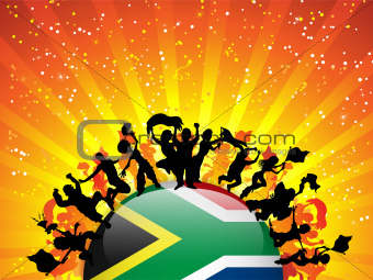 South Africa Sport Fan Crowd with Flag