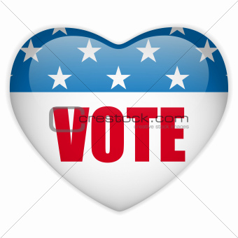 United States Election Vote Heart Button.