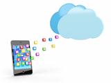 smart phone with app icons and cloud