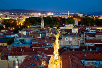 Zadar peninsula calle larga panorama in evening