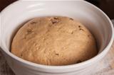 Close-up of dough rising in a bowl
