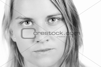 Close-up portrait of serious woman