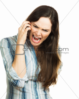 Angry woman screaming on the phone