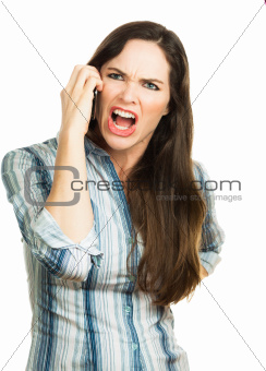 Angry woman screaming on the phone