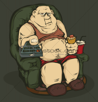 Fat man with a remote control