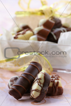 delicious assorti chocolate candy pralines