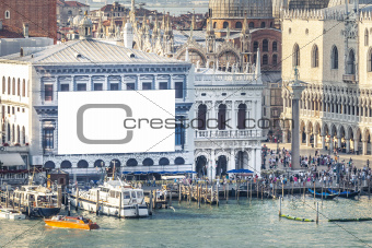Venice with advertising wall