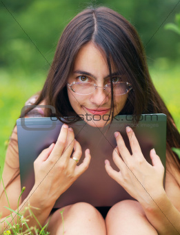 Young woman with his computer