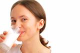 Portrait of woman drinking milk