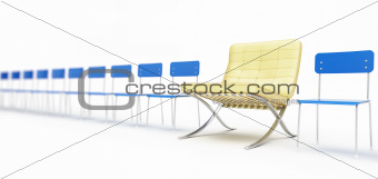 modern chair and a number of simple chairs