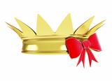 gold crown with a ribbon