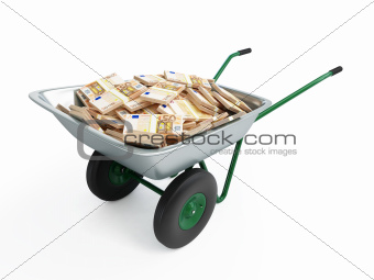 wheelbarrow full of money