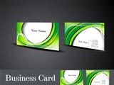 abstract green business card with wave