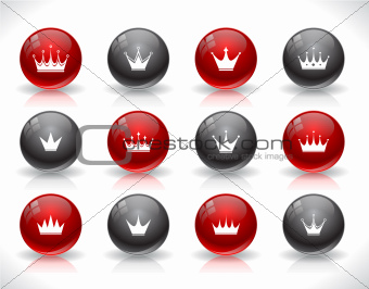 Buttons with crowns. Vector.