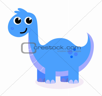 Cute blue Dinosaur isolated on white