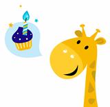 Cute yellow cartoon party giraffe with Candy